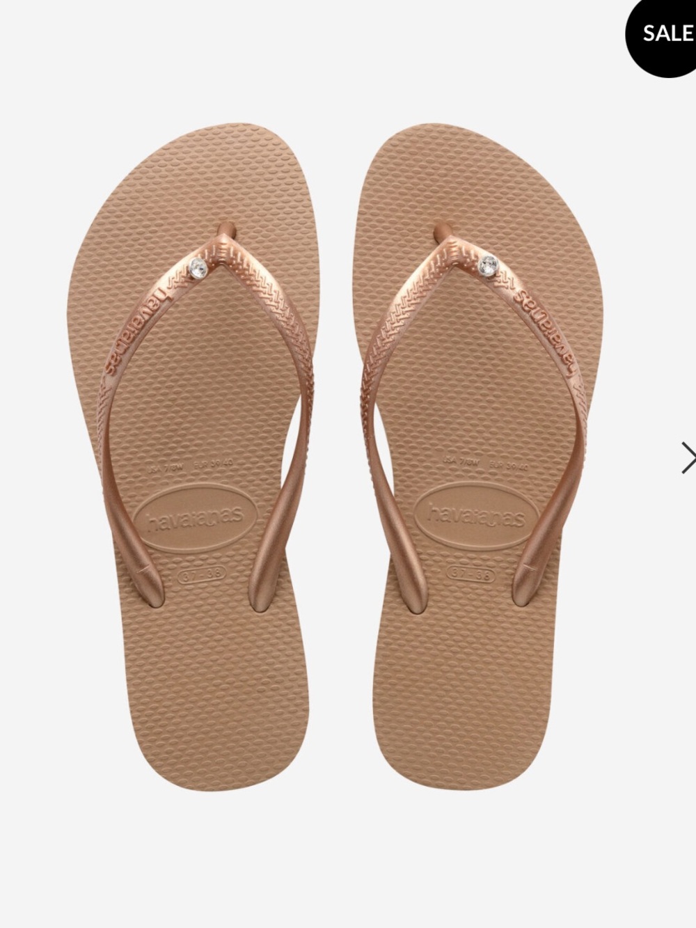 Havaianas Slim Metallic Flip Flops in Rose Gold
